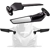 Lwlusup Racing Motorcycle Rear View Mirrors, 360&deg; Rotating Stealth Mirrors | Compatible with Honda CBR300R CBR500R CBR600RR CBR1000RR, Kawasaki Ninja 300 400 650, Suzuki GSXR 600 750, Yamaha, Ducati