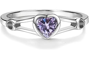Precious Pieces Sterling Silver Simulated CZ Birthstone Heart Ring for Baby, Girl or Pinky
