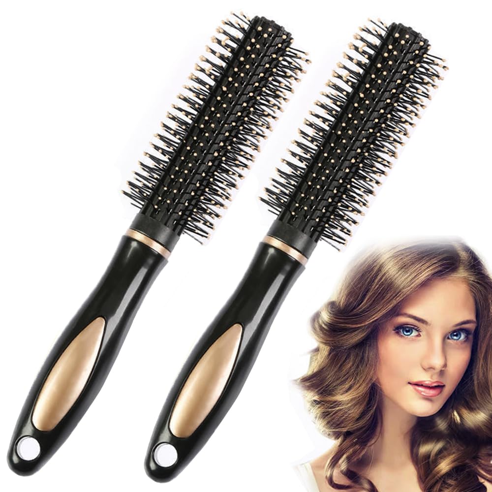 2 Pcs Round Hair Brush Blow Drying Hair Styling Tools Anti Static Roller Hairbrush for Men Women Straightening and Curling, Wet and Dry Hair