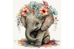 JFYHAB Elephant Diamond Art Painting Kits for Adults - Full Drill Diamond Dots Paintings for Beginners, Round 5D Paint with Diamonds Pictures Gem Art Painting Kits DIY Adult Crafts Kits 12x12inch