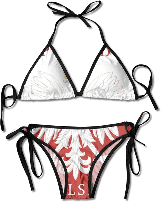 Femmes Deux pièces Bikinis Ensembles Drapeau polonais Pologne Polska Maillot de Bain Licou