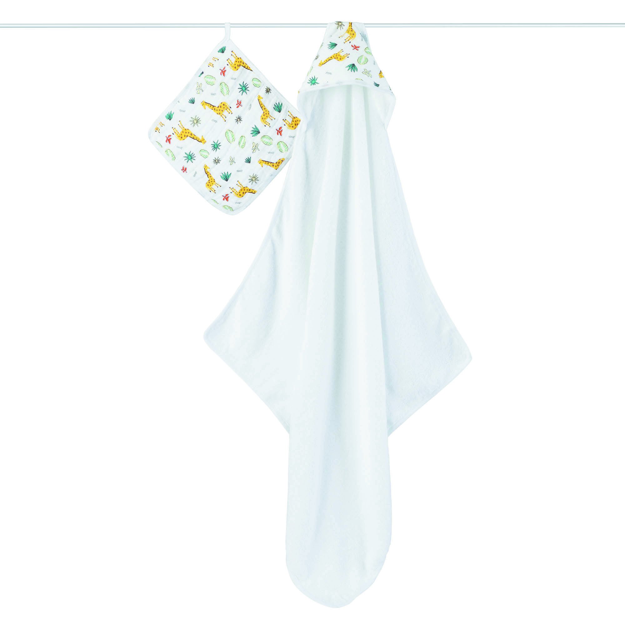 aden + anais Hooded Towel and Washcloth Set Woodland