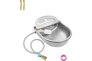 Boajf Automatic Water Dispenser for Dogs 2 Gallon, Auto Water Bowl for Dogs with Hose Connector, Wall Mounted Outdoor Self Watering Livestock Waterer with Float Valve for Duck, Chicken, Cattle