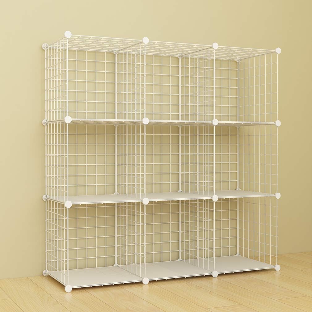 SIMPDIY Multifunction Wire Shelf Cubes Storage Organizer (9 cubes
