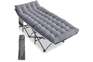 DRMOIS Camping cots, Oversized 32inch Width Portable Foldable Outdoor Bed for Adults Kids, Cot for Traveling Gear Supplier, Office Nap,Support 900 lbs-with Sleeping Pad Mattress