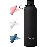 OONA Stainless Steel Water Bottle 25 oz, BPA-Free, Leak-Proof Insulated Water Bottle, Carrying Loop, Double Wall Vacuum Insulation, Keeps Drinks Hot or Cold for 12 Hours, Travel Friendly (Black)