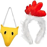 Chicken Headband & Beak Kit – Plush Rooster Costume Accessory with Faux Fur Headband and Fabric Beak – Great for Adults & Teens, Halloween, Cosplay, and Party Photos