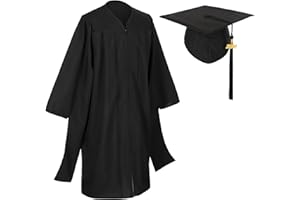 D DODOU Master Graduation Cap and Gown with Tassel Matte Master Regalia for Adult Unisex, Black