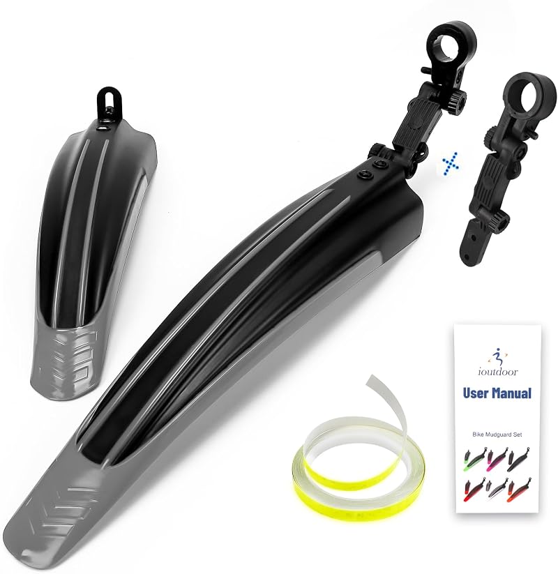 ioutdoor Bike Mudguard Set with 27ft Reflective Tape, Adjustable Fenders