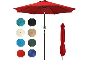 SANGMUCEN 7.5ft/9ft Patio Umbrellas Outdoor, Parasol De Patio, Outdoor Umbrella, Balcony Umbrella with 8 Ribs, 30° Dual-Tilt 
