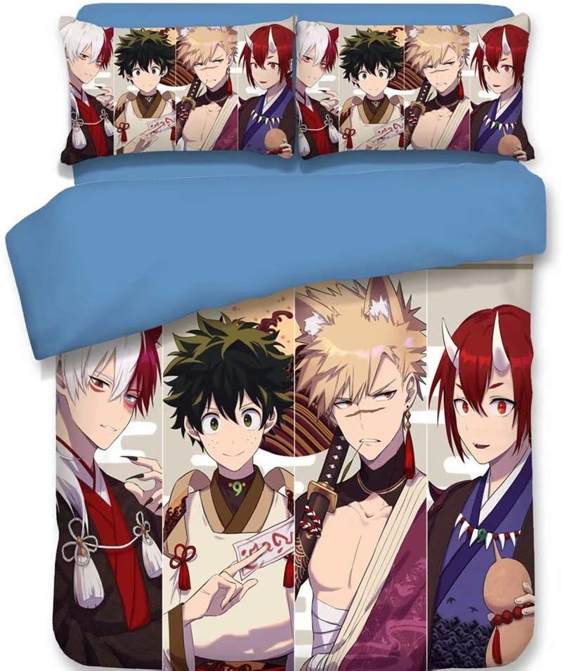 Plumlulu 3pcs Anime My Hero Academia Duvet Cover Set 3D Printed Anime Bedding Sets Soft Bedding Collection with 1pc Duvet Cover and 2pc Pillowcases Gifts for Kids/Teen