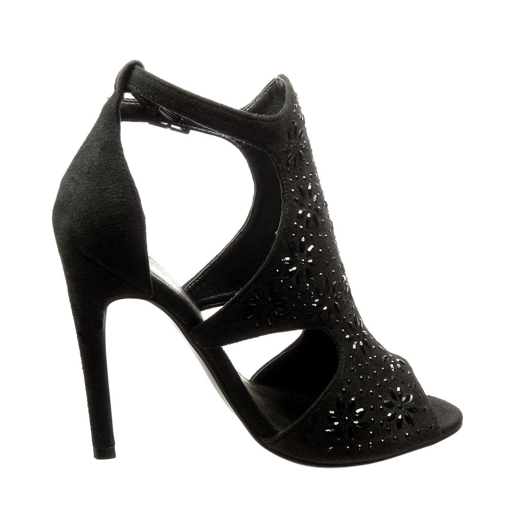 Angkorly Zapatillas Moda Tacón escarpín Stiletto Abierto Mujer Flores  Strass Talón Tacón de Aguja Alto 11 CM Zapatos Zapatos de tacón