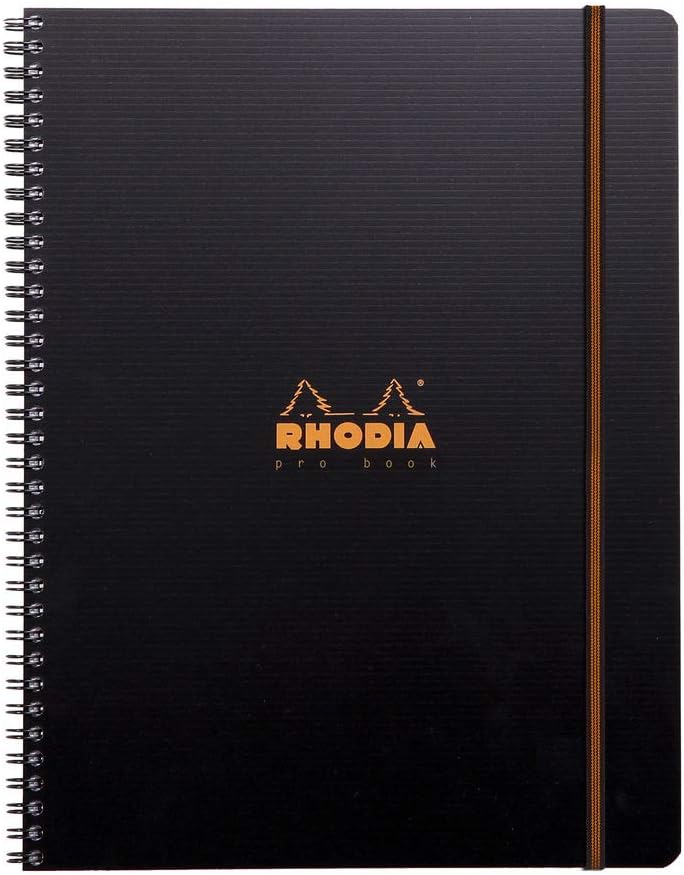 RHODIA 119930C - Spiral Notebook (Full Bound) Probook Black A4+, Black ruling