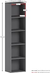 Vida Designs Oxford 5 Tier Cube Bookcase Grey Wood Shelving Unit view 3