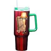 Spoontiques Leg Lamp 40oz Stainless Steel Travel Mug - Double Wall Stainless Steel with Sliding Lock Travel Lid - 11" Tall