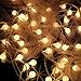 50 Leds 16 Feet Globe LED String Lights with Remote Control Timer Battery Operated Indoor Outdoor Decorative Fairy Lights Curtain for Patio,Gardens,Bedroom,Wedding,Christmas Party (Warm White)