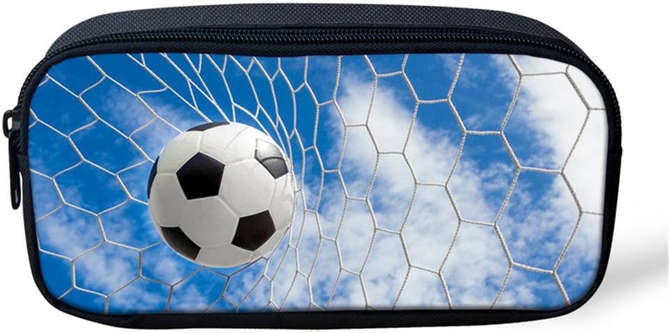 Blue Color Pencil Case Boys Soccer Print Student Teens School Colleage Pen Holder Washable Kids Children