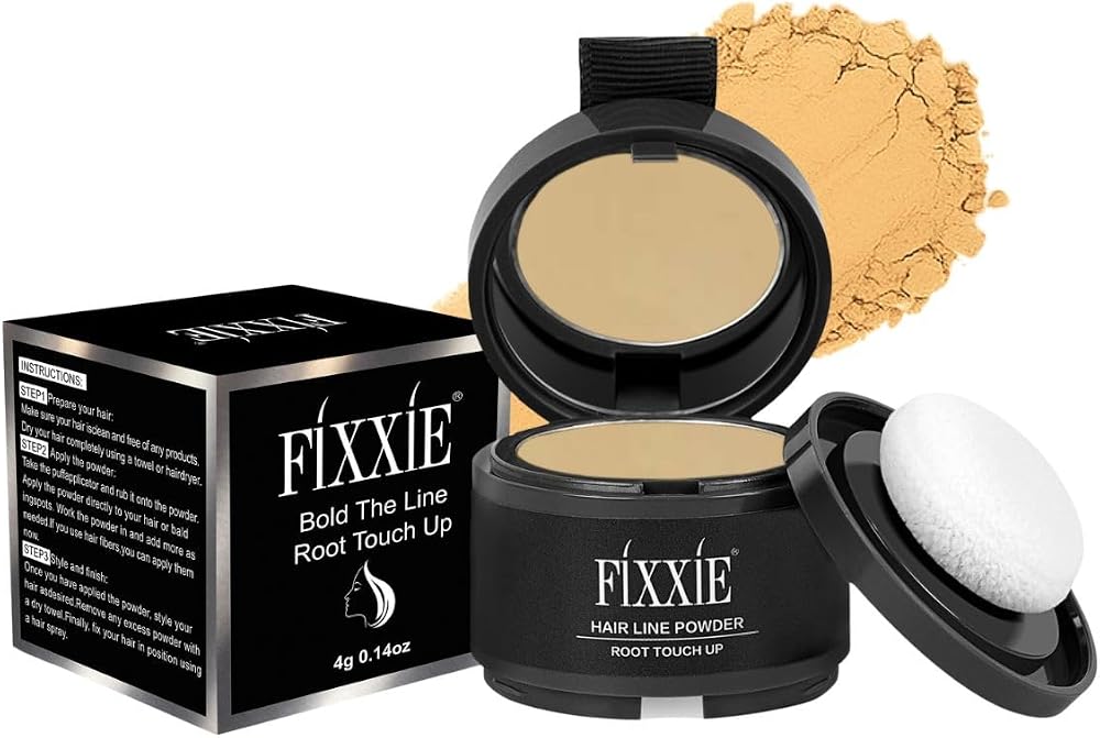 FIXXIE Hairline Powder Medium Blonde Root Touch Up Concealer with Mirror