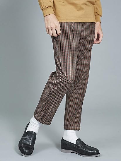 Amazon アバハウス Abahouse パンツ 別注 Lideal チェックパンツ メンズ ブラウン 32 0cm ロングパンツ 通販