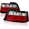 Spec-D Tuning Red Clear Lens Tail Lights Compatible with 1992-1998 BMW E36 3-Series 2Dr Coupe and Convertible Modles, Left + Right Pair Assembly