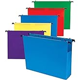 1InTheOffice Poly Expanding Hanging File Folders Letter Size, Hanging File Pocket, File Cabinet Dividers, Assorted, 5/Pack