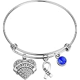 BAUNA Cancer Survivor Gifts for Women Colon Cancer Awareness Bracelet Blue Ribbon Bracelet Gift Cancer Jewelry