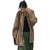 Women's Linen Shirts Oversized Blouses Vintage Long Sleeve Cropped Jackets Loose fit Chinese Frog Button Cape Trench Tops