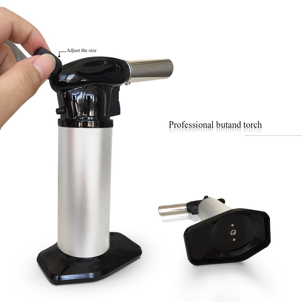 Butane Torch - SUMGOTT Culinary Blow Torch Cooking Kitchen With Adjustable Safest Flame for Pastries, Desserts, Brazing, Soldering, Camping, Welding, Barbecues