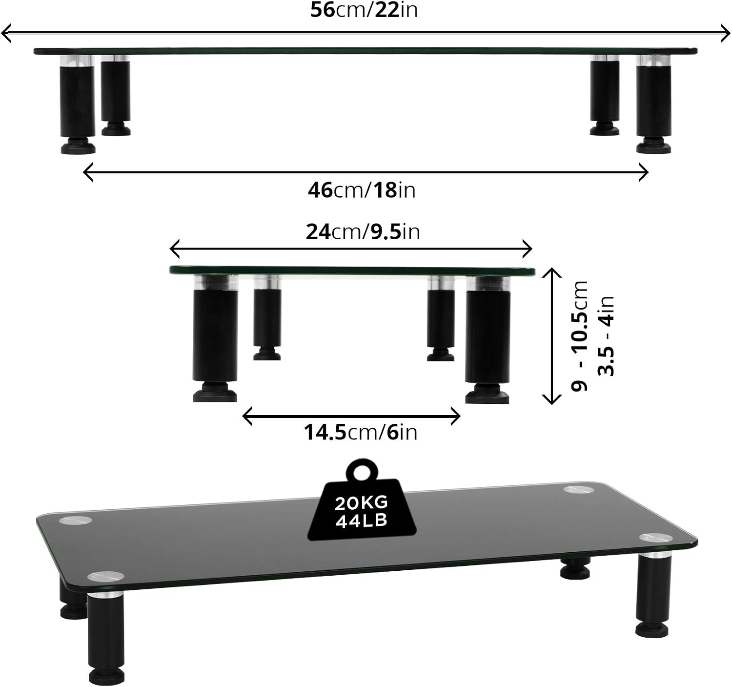 Duronic Monitor Stand Riser DM052-2, Black, 56 x 24 cm - Image 4