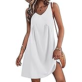 AI'MAGE Women's Swimsuit Coverup Sleeveless Beachwear Summer Casual Bathing Suit V Neck Bikini Coverups Mini Dress S-XXL