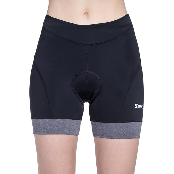 Santic Womens Cycling Shorts 4d Gel Elastic Comfortable For Spin Bike Classes Indoor Bike Shorts Women With Padding Plus Size Black Grey