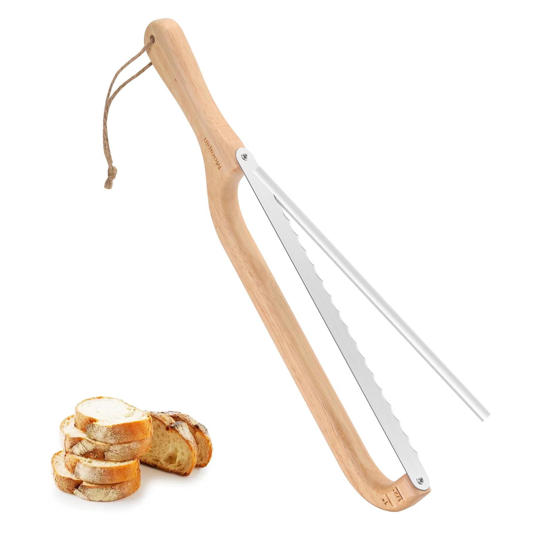 Photo 1 of Morapin Bread knife, bread slicer, bread bow knife - suitable for sour bread or homemade bread, 9.5-inch stainless steel slicing - Right Hand