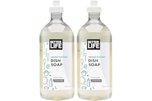 Better Life Dish Soap - Liquid Dishwashing Soap with Vitamin E and Aloe for Home & Kitchen Sink - No Gloves Required Kitchen Soap for Sensitive Skin - 22oz (Pack of 2) Unscented