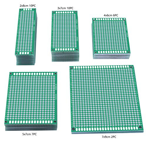 Double Sided PCB Board Prototype Kit, Quimat 35Pcs Universal Printed Circuit Board with 5 Sizes for DIY Soldering and Electronic Project QY21 - Thumbnail 3