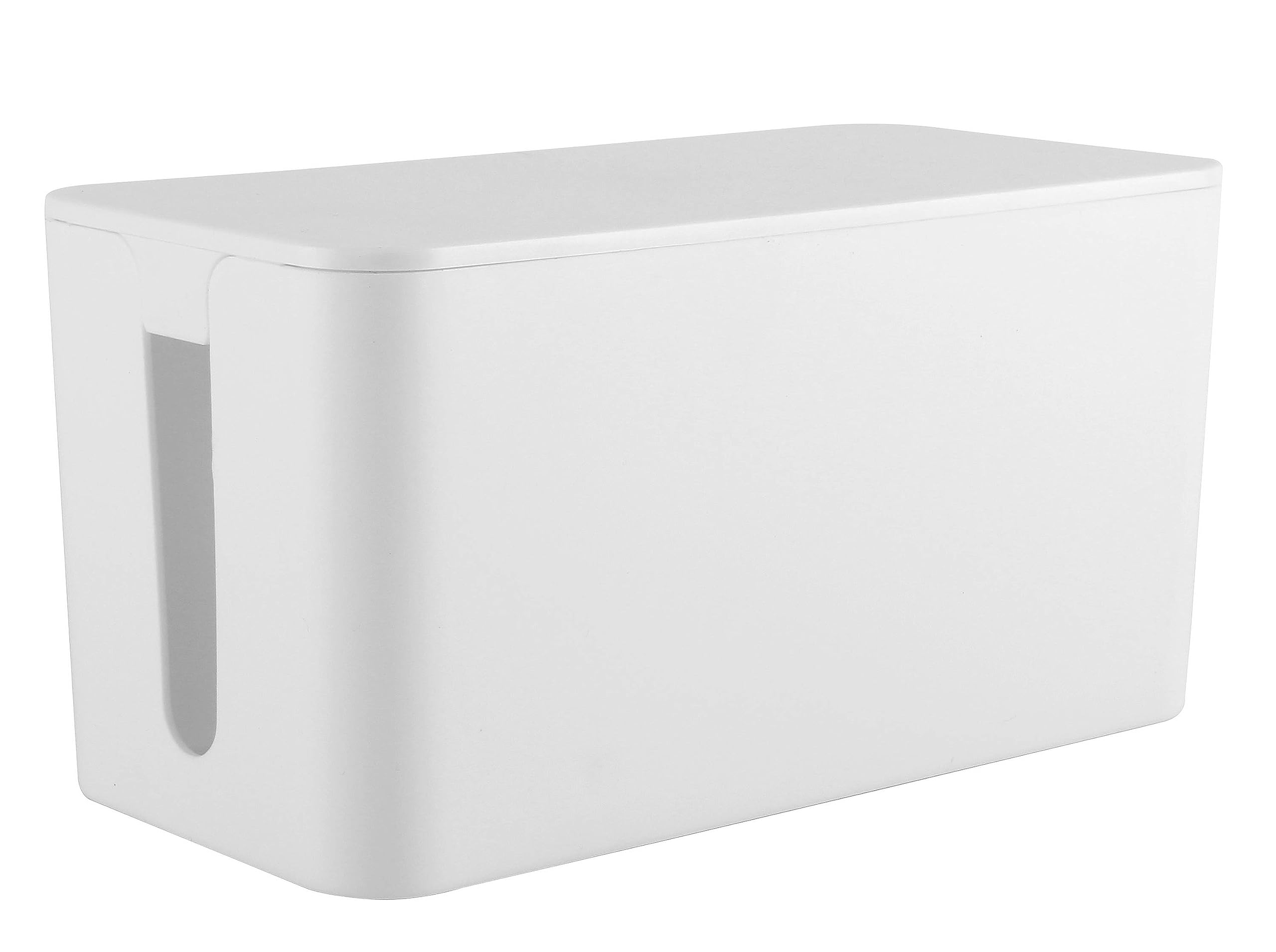 RICOO Cable Tidy Box, Z2301-W Ultimate Cable Box Organiser and Extension Lead Cover, Wire Organiser Box for Safe Cord Management, Tidy Box for Home and Office, 23,5cm x 11,5cm x 12cm, White