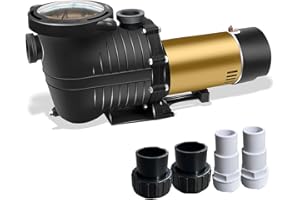PureBy 1.5HP Pool Pump, 115Vac 5400GPH In/Above Ground Pool Motor Pump with Power Cord and 1.25" & 1.5" NPT Unions (Single speed-1.5HP-115V)