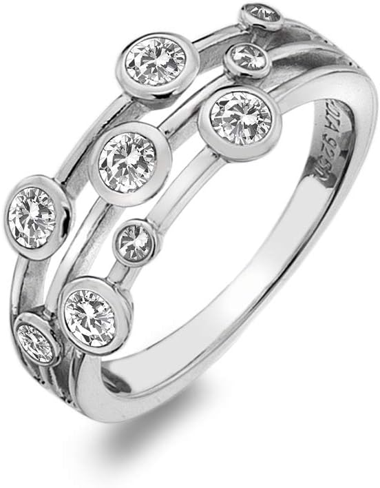 Tender Sterling Silver White Topaz Statement Ring for Women – White Topaz Raindrops & Real Diamond in 925 Sterling Silver Tender Collection