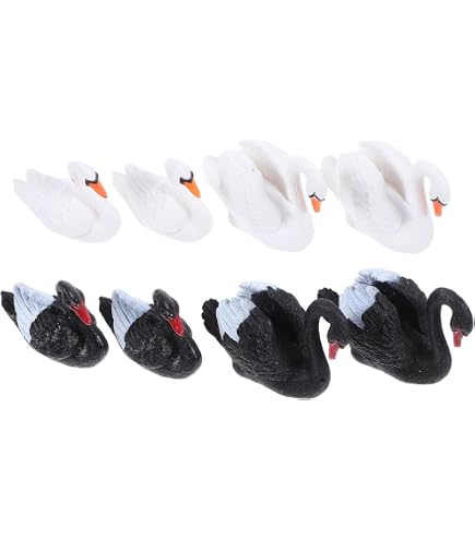 YYANGZ 24 Stück Weiße & Schwarze Schwäne – Mini-Figuren Für Feengärten, Terrarien & DIY-Landschaften