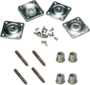 Leg Mounting Plates,Furniture Legs Attachment Plates Industrial Strength Mounting T-Plate 5/16