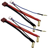 RC Car Hardcase Connector Cable, RC Car Cable T Plug Female 90&deg; 5MM Bullet Connector 12AWG for 2S 7.4V Lithium Lipo Battery