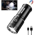 PHILIPS LED Pocket Flashlight Rechargeable with Magnetic Base,Mini Flashlight EDC Flashlight with 5000 High Lumens,5 Lighting Modes,Portable Small Flashlight|Father's Day Gifts
