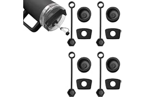 SpexArt 4 Set Spill Stopper for Stanley Cup 2.0 40oz/ 30oz Accessories, Silicone Leak Proof Kit of Stanley Tumbler Accessories with 4 Straw Cover Cap,4 Square Leak Stopper, 4 Round Stopper, Black