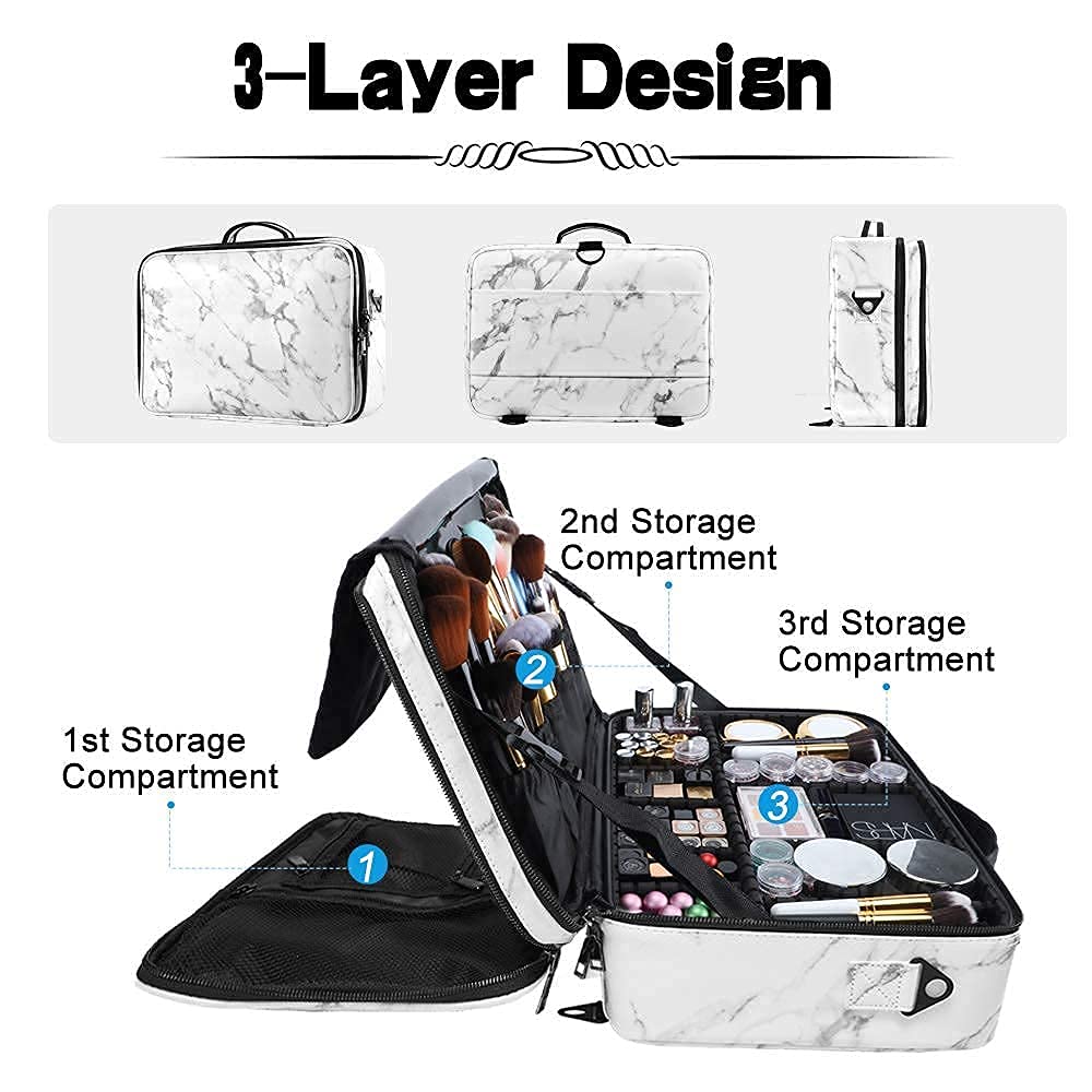 gzcz PU Leather Travel Makeup Case 16.2