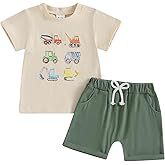 Kupretty Toddler Baby Boy Clothes 12 18 24 Month 2T 3T Summer Outfit Retro Farm Tractor Tee Shirts T-Shirt + Shorts Set