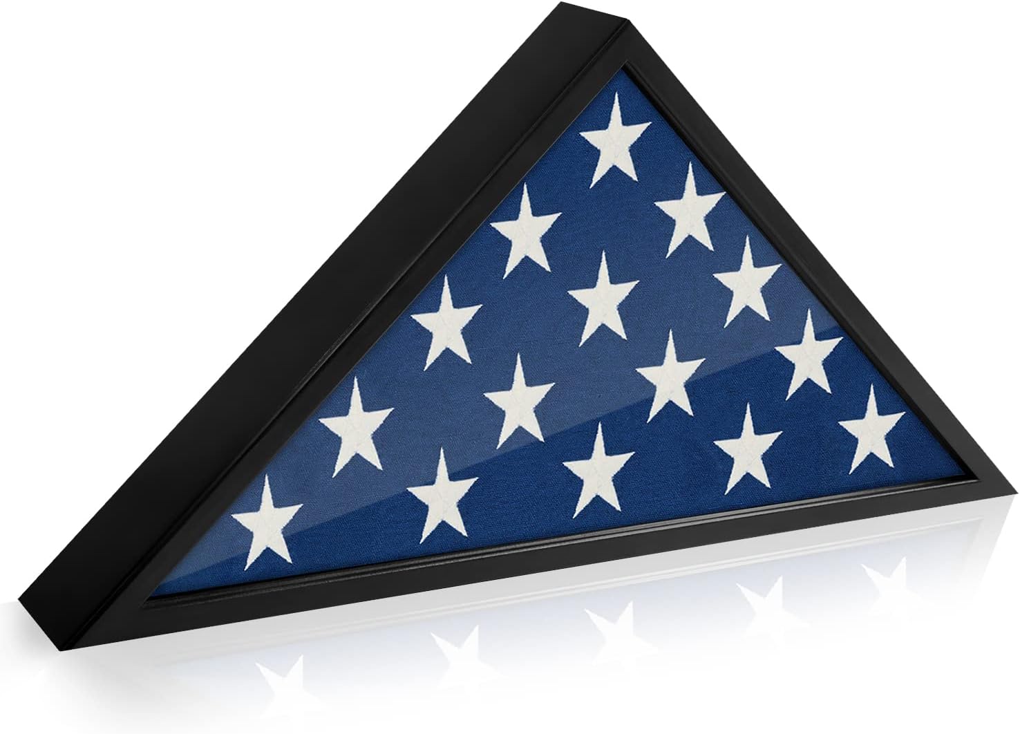 Photo Albums, Frames & Accessories - Americanflat Large Flag Box Display Case for Burial Flag - Fits a Folded 5' x 9.5' Flag Military Flag Display Case - Triangle Flag Holder with Wall Mount and Polished Plexiglass Front (Black)