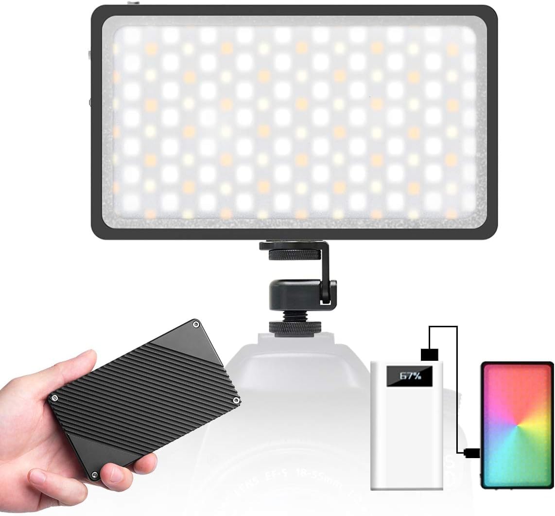 Moman MLX-RGB Dimmable Video Light 2500K-8500K CRI 96+ Camera LED Panel with OLED Display, Supports Three Light Modes Type-C Charging for Camera DSLR Camcorder Photography
