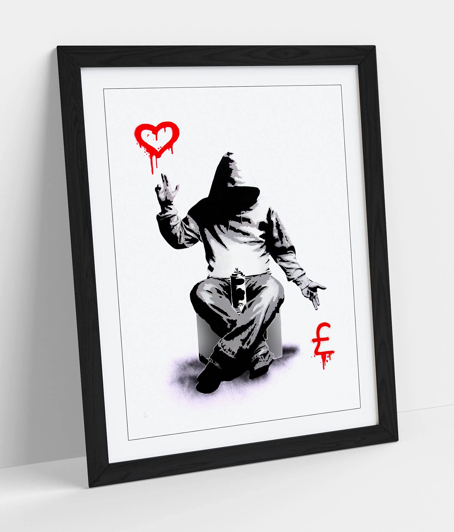 CanvasArtShop- BANKSY LOVE OR MONEY GRAFFITI- PREMIUM WALL ART FRAMED PICTURE PRINTS - 3 COLOURS - 4 SIZES (BLACK, A4)