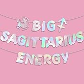 Big Sagittarius Energy Banner, Iridescent Foil Banner for Sagittarius Season Nov/Dec Birthday Party Decor, Astrology Party Supplies