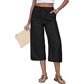 EdgeVibe Womens Capri Pants Summer Elastic Waist Casual Business Pants Work Lounge Pants with Pockets