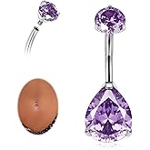 AROWRO Gold Belly Button Ring G23 Titanium Hypoallergenic 14G belly ring for Women Men Teardrop Navel Piercing Jewelry 10mm Barbell With Cubic Zircon